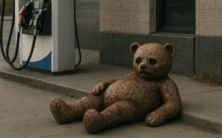 ক্যালিফোর্নিয়ার গ্যাস স্টেশনের বাইরে রহস্যময় টেডি বেয়ার