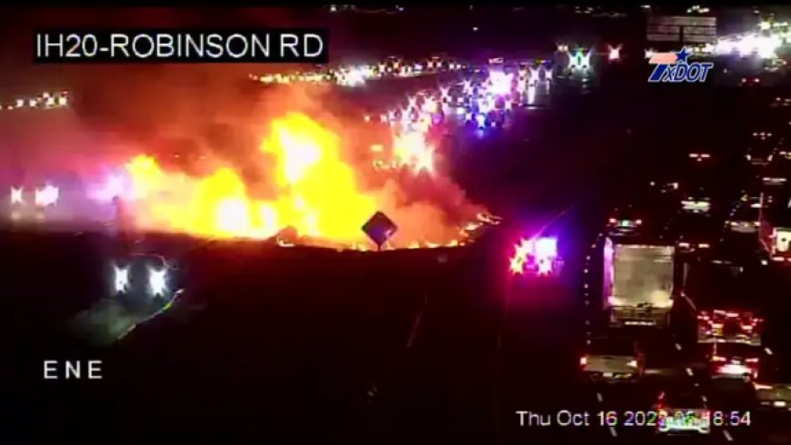 গ্র্যান্ড প্রেইরিতে ট্রাকে ভয়াবহ আগুন, বন্ধ আই-২০ পশ্চিমমুখী লেন